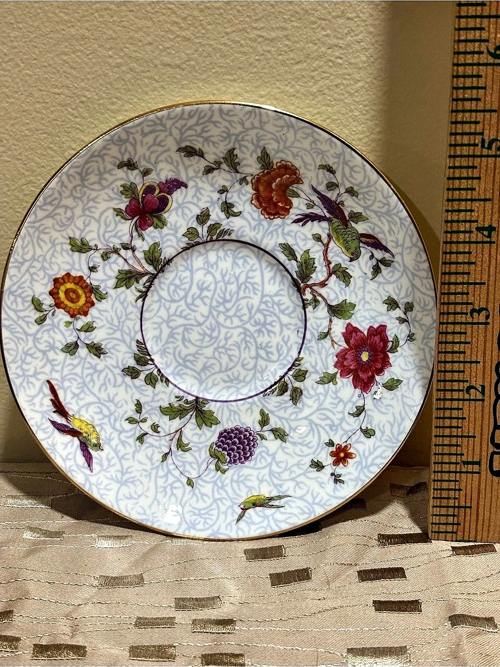 Staffordshire Crown floral  teacup plate in  Fine Bone China